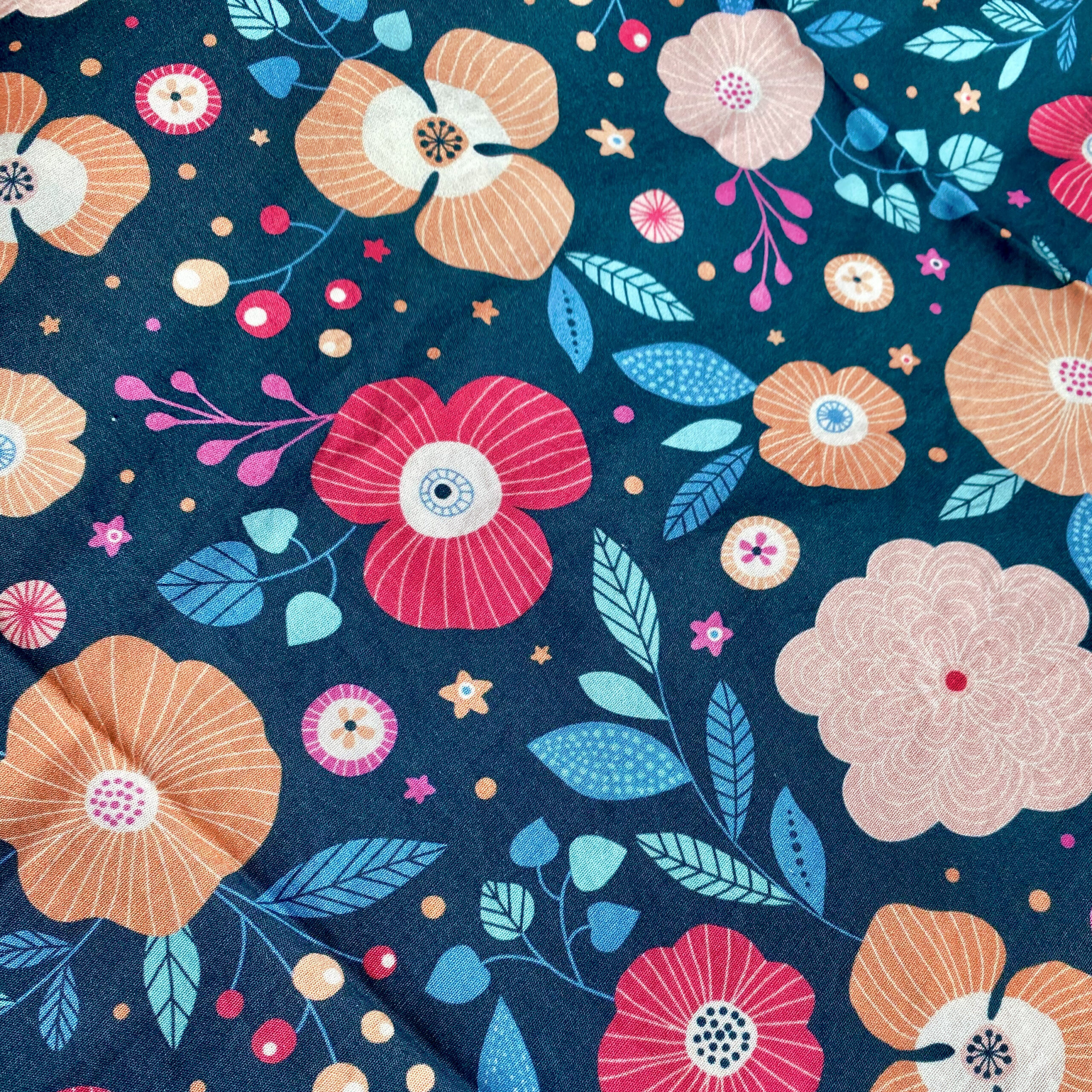 Coton biologique fleurs océan